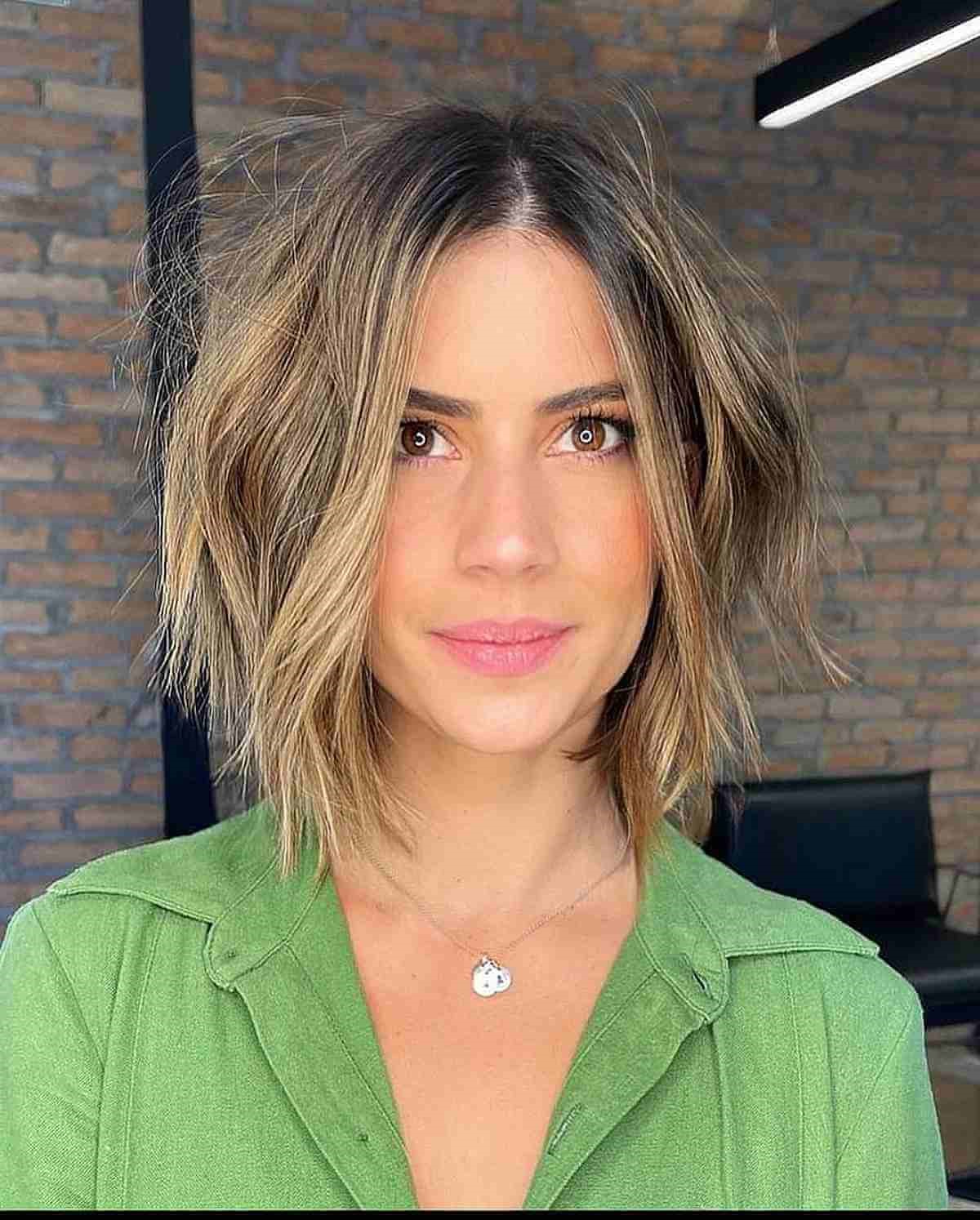 Bob corto con raíces entrecortadas para cabello fino