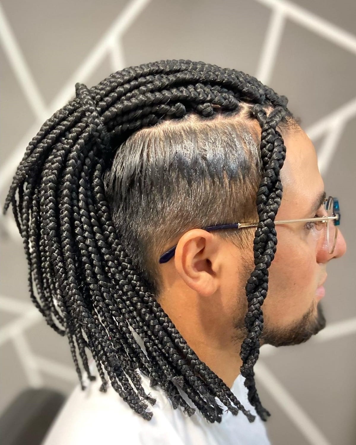 Cola de caballo con trenzas de caja largas